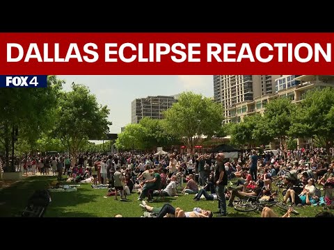 Solar Eclipse 2024: Crowd in Downtown Dallas reacts to totality