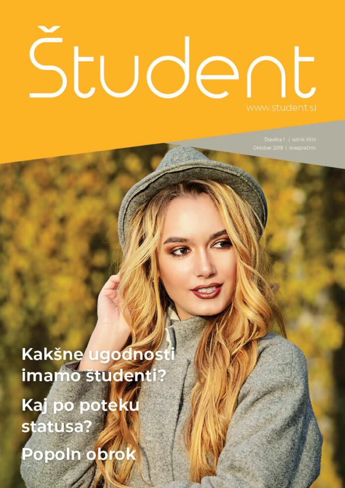 Naslovnica revije Študent 1 XXIII, oktober 2019 Kakšne ugodnosti imamo študenti?
