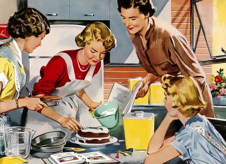 Pudingova fantazija, idealna študentska sladica brez peke retro fotografija, študentje kuhajo