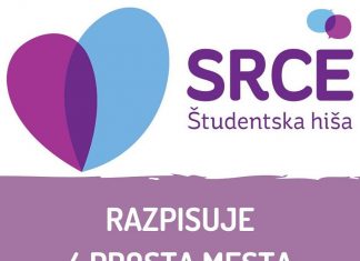 Hiša SRCE razpisuje 4 prosta mesta za študente v stiski Plakat z razpisom