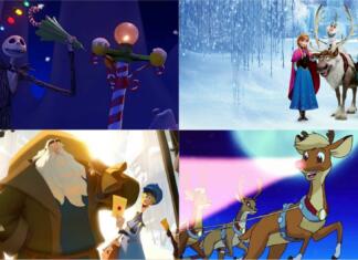 Najboljše božične risanke vseh časov Zaslonske slike risank Predbožična mora, Polarni ekspres, Božična pesem in Ledeno kraljestvo