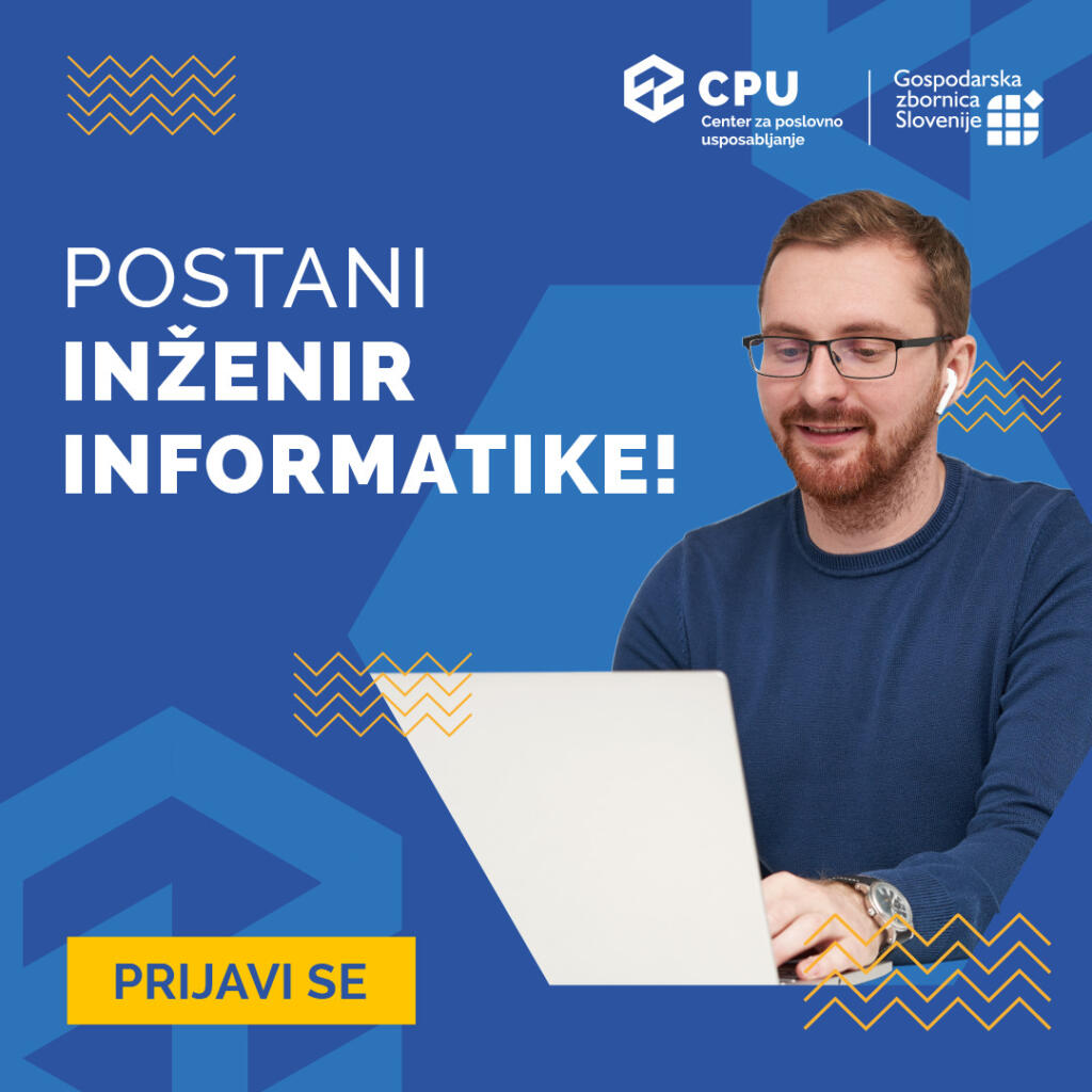 Oglas za inženirja informatike z moškim na prenosniku