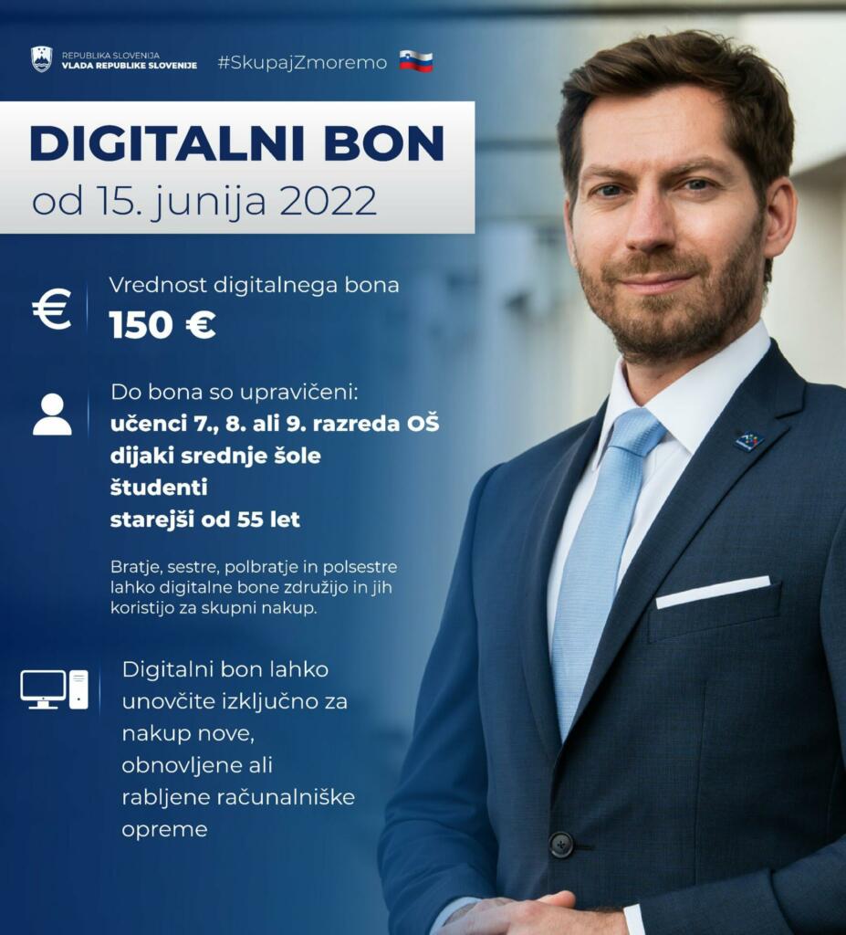 Digitalni bon 2022 bo možno uporabiti od 15. junija dalje