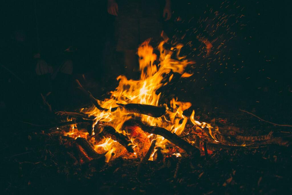 bonfire, burning, campfire