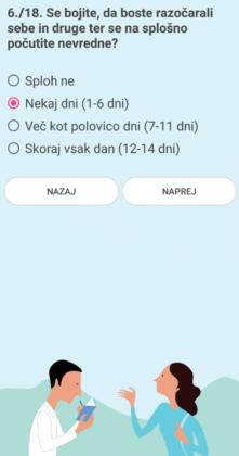 Aplikacija Premagaj depresijo ponuja vprašalnik s katerim si lahko pomagaš