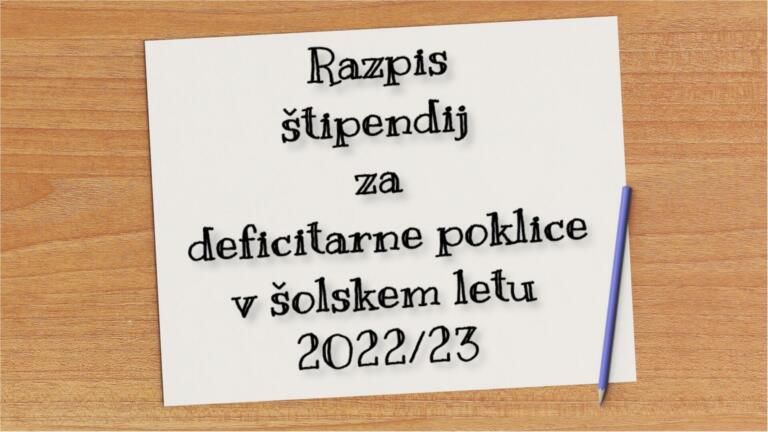 Štipendije za deficitarne poklice v šolskem letu 2022/2023
