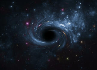 Astronomi zaznali prvo prosto lebdečo črno luknjo Deep space star field with black hole.