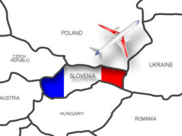 Airplane on Europe map