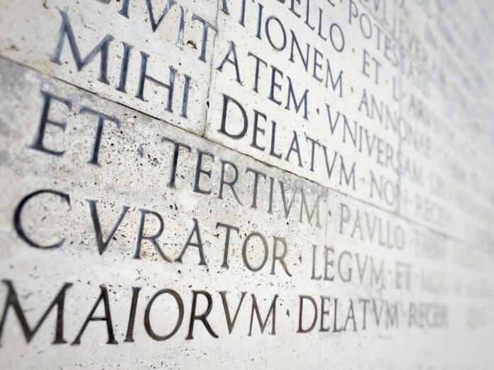ancient roman epigraph on a marble wall