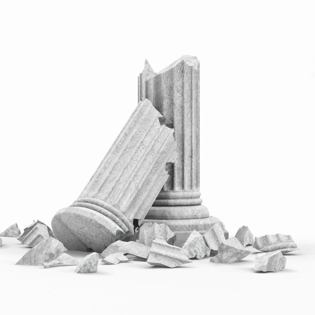 Broken Classic Ancient Column isolated on white background