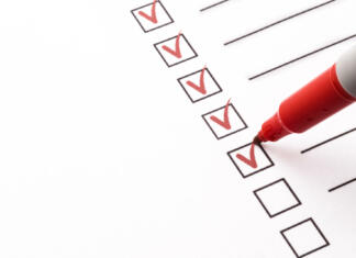 Program BTC Campus checklist, red pen, check mark