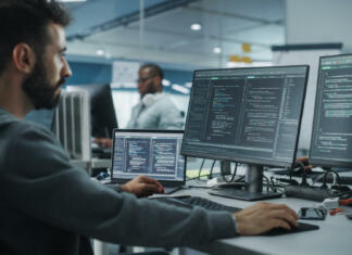 Doma bi me obravnavali kot študenta, tu pa nosim veliko odgovornosti Diverse Office: Enthusiastic White IT Programmer Working on Desktop Computer. Male Specialist Creating Innovative Software. Engineer Developing App, Program, Video Game. Writing Code in Terminal