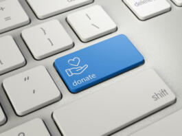 donate, love, button,High quality 3d render of a modern white keyboard with blue colored Donate button and copy space. Donate keyboard button has an icon and text on itself. Horizontal composition with selective focus. Great use for donation, chairity, crowdfunding related concepts.