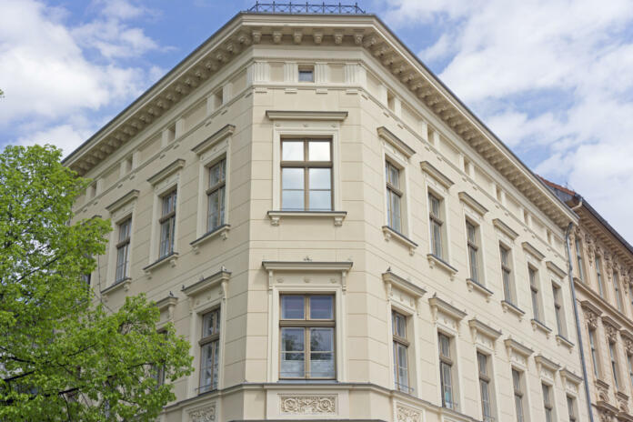 Facade of an old apartment building in Potsdam, Germany