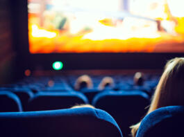 Movie theater during the screening of an animated movie.