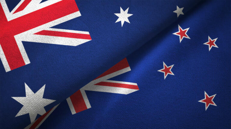 New Zealand and Australia flag together realtions textile cloth fabric texture