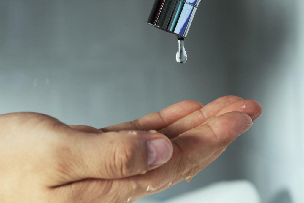 No water, and a person is washing their hands, that water conservation, valuable water resources