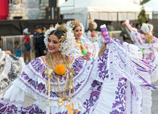 Panama panama city, panama - march 04, 2019: folklore dances in traditional costume at the carnival