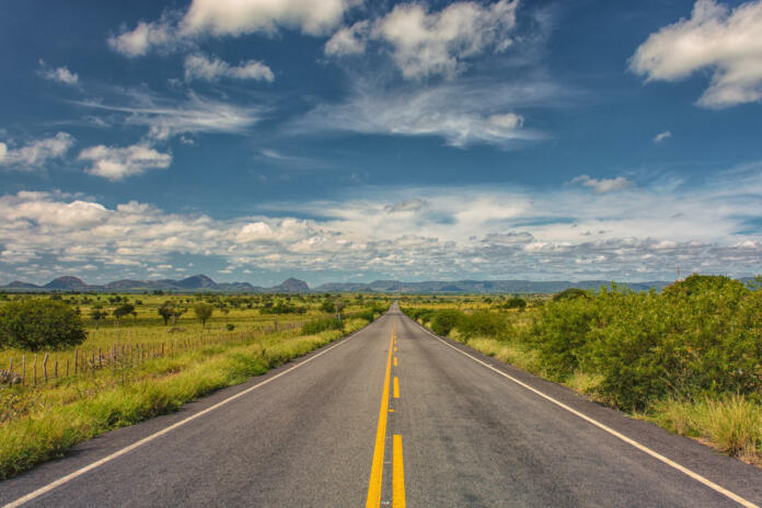 Road between the cities of Iaçú and Milagres - Bahia - Brazil - May 11, 2015: traveling through the interior of Bahia