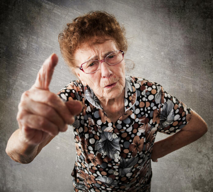 Scolded the old woman. Senior gives instruction. Anger grandmother