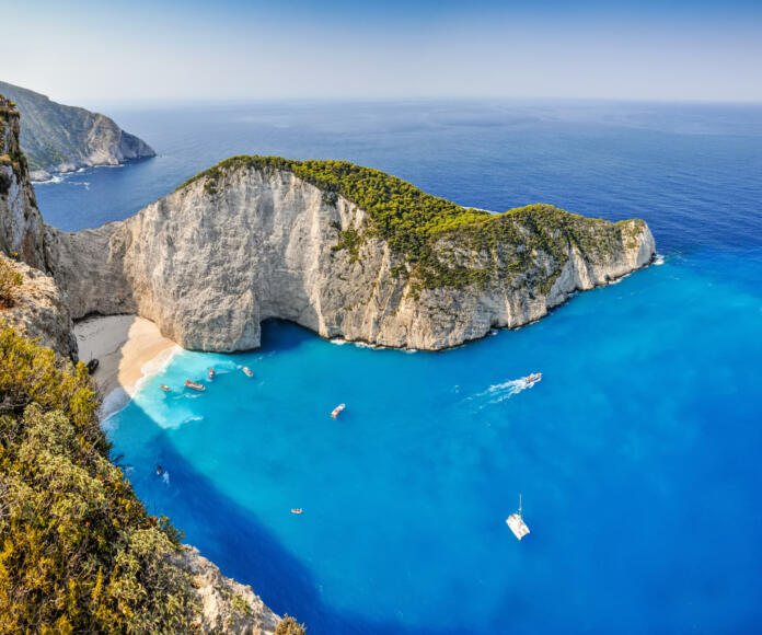 The amazing Navagio beach in Zante, Greece, with the famous wrecked ship