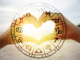 The hands of women and men are the heart shape with the sun light passing through the hands have astrological symbols