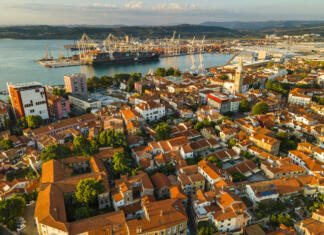 Cene počitnic na slovenski obali v letu 2020 Aerial View of Koper Town in Slovenia and Koper Port.