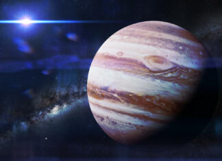 Astronomi posneli neverjetno »srečno« fotografijo Jupitra artist's interpretation of the gas giant