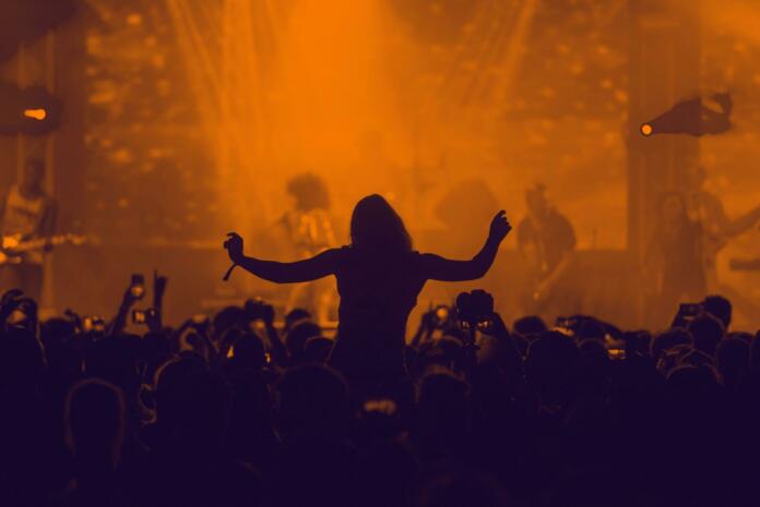 concert, crowd, silhouette