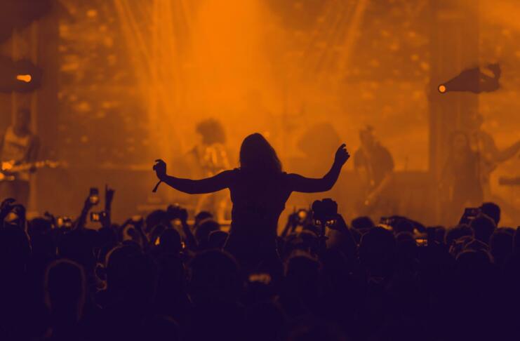 concert, crowd, silhouette