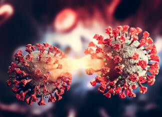 WHO: COVID-19 je razglašen za pandemijo Coronavirus Covid-19 new variant mutation. Covid pandemic, 3d illustration