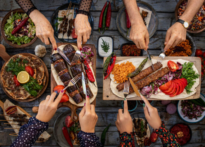 Dining table with family and friends.