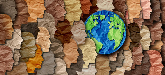 Earth day diversity and cultural celebration as diverse global cultures and multi-cultural unity.