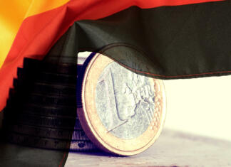 Mednarodna parlamentarna štipendija za Nemški parlament Flagge von Deutschland und Euro Münzen