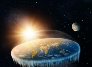 »Zemlja je ravna!« – teorija zarote 21. stoletja Flat Earth in space with sun and moon