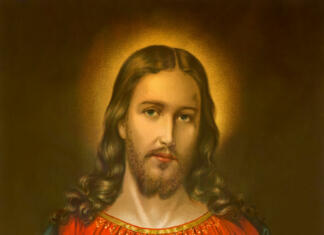 Jezus bo v novem filmu lezbijka GERMANY 1899: Copy of typical catholic image of heart of Jesus Christ from Slovakia printed on 19. april 1899 in Germany.