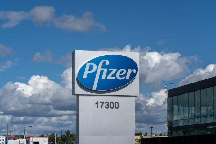 Kirkland, Quebec, Canada - September 3, 2021: Pfizer Canada head office in Kirkland, Quebec, Canada. Pfizer Inc. is an American multinational pharmaceutical and biotechnology corporation.