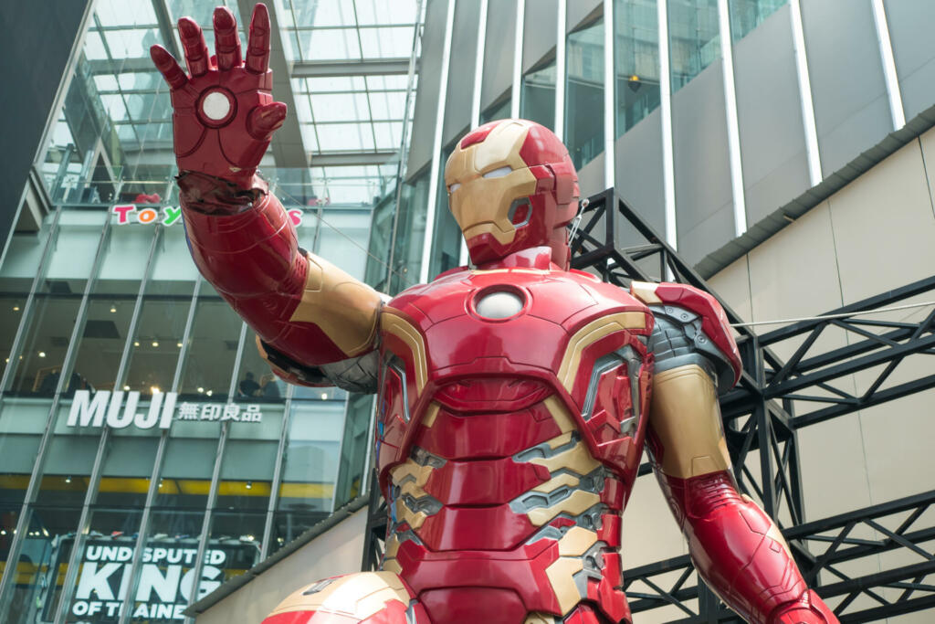 Kuala Lumpur,Malaysia - September 7,2019 : A huge Iron man statue display at the KL Pavilion, there is the Marvel Studios Ten Years of Heroes exhibit in Malaysia.
