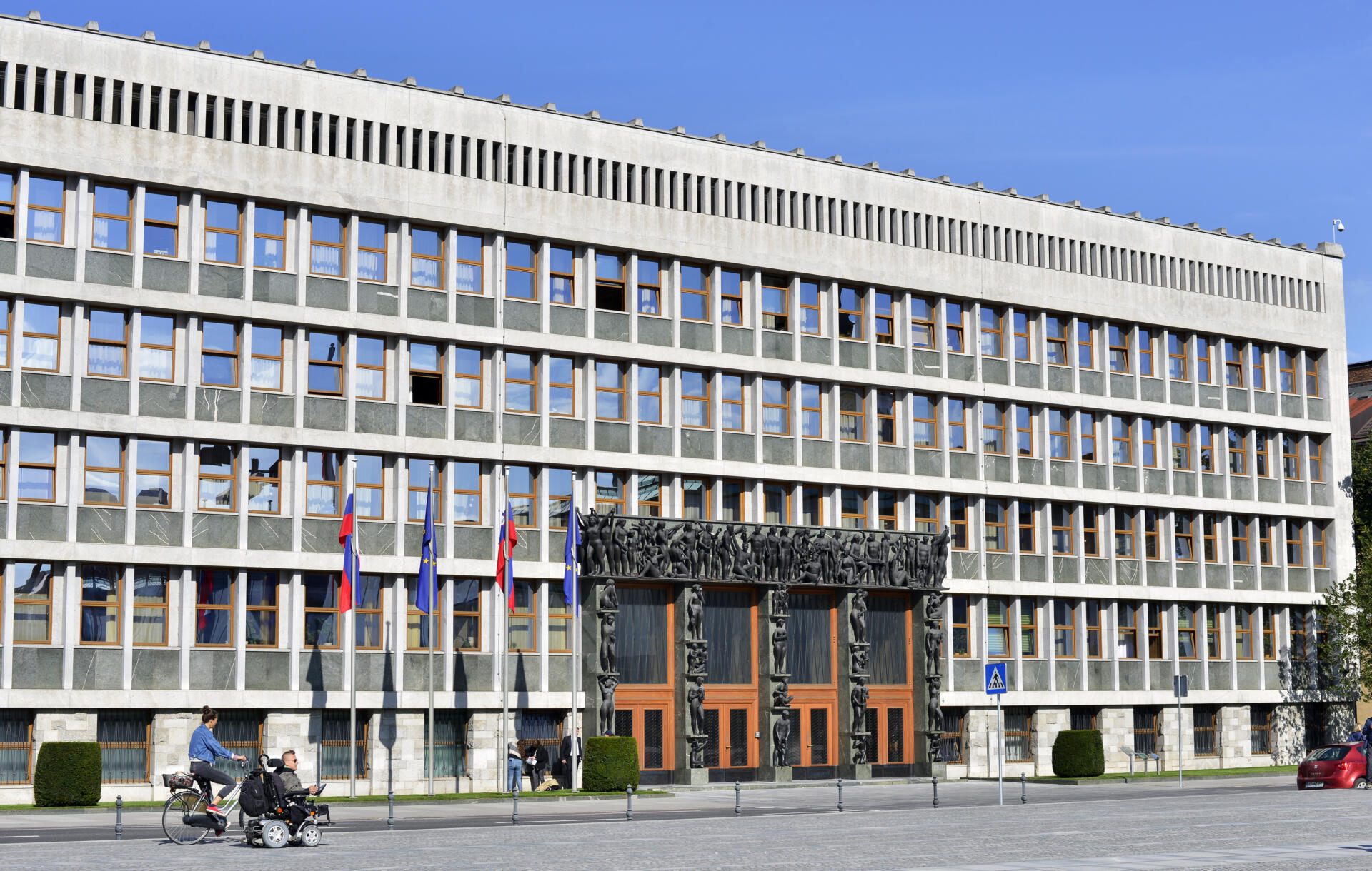 Ljubljana, Slovenia - October 4, 2019: The facade of the Slovenian Parliament.