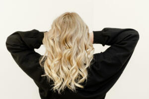 Modern trendy Air Touch Ombre technique for hair dyeing. Look from behind