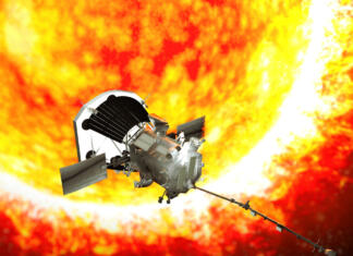 ESA izstrelila ambiciozno misijo proti Soncu Parker Solar Probe traveling to the sun. The purpose of the probe is to carefully analyze the Sun and its solar wind. Elements of this image are furnished by NASA. 3d rendering