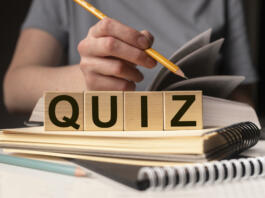 Quiz or quizz word, inscription. test and education concept.