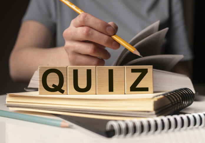 Quiz or quizz word, inscription. test and education concept.