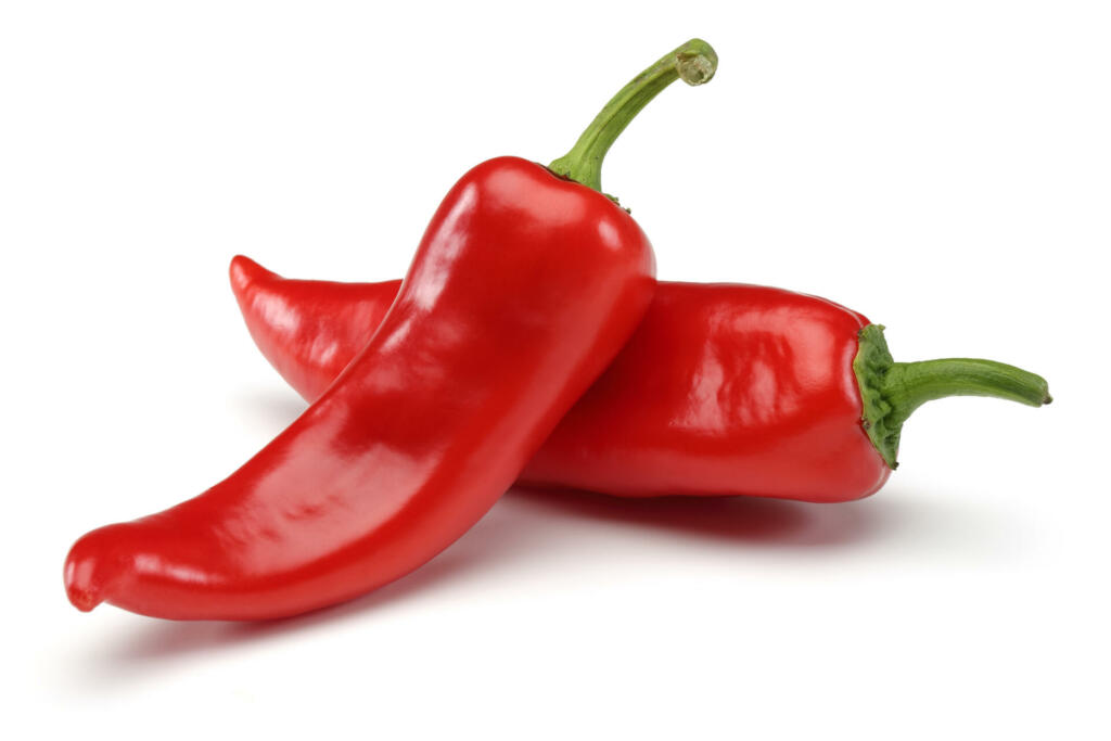 Red peppers isolated on white background