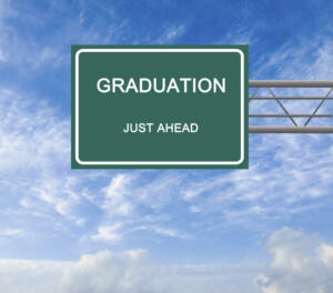 Road sign to graduation