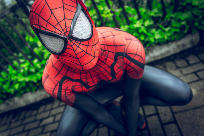 Sheffield, United Kingdom - June 11, 2016: Cosplayer dressed as 'Spiderman' from the Marvel Series at the Yorkshire Cosplay Convention at Sheffield Arena