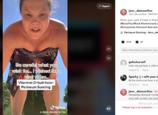 Tiktokerji nagovarjajo sledilce, naj sončijo mednožje za »povečane vibracije« Posnetek zaslona jenn_dances4fun