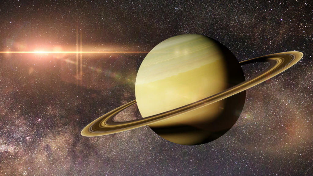 artist's interpretation of the gas giant with rings
