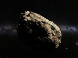 asteroid in deep space lit by the stars