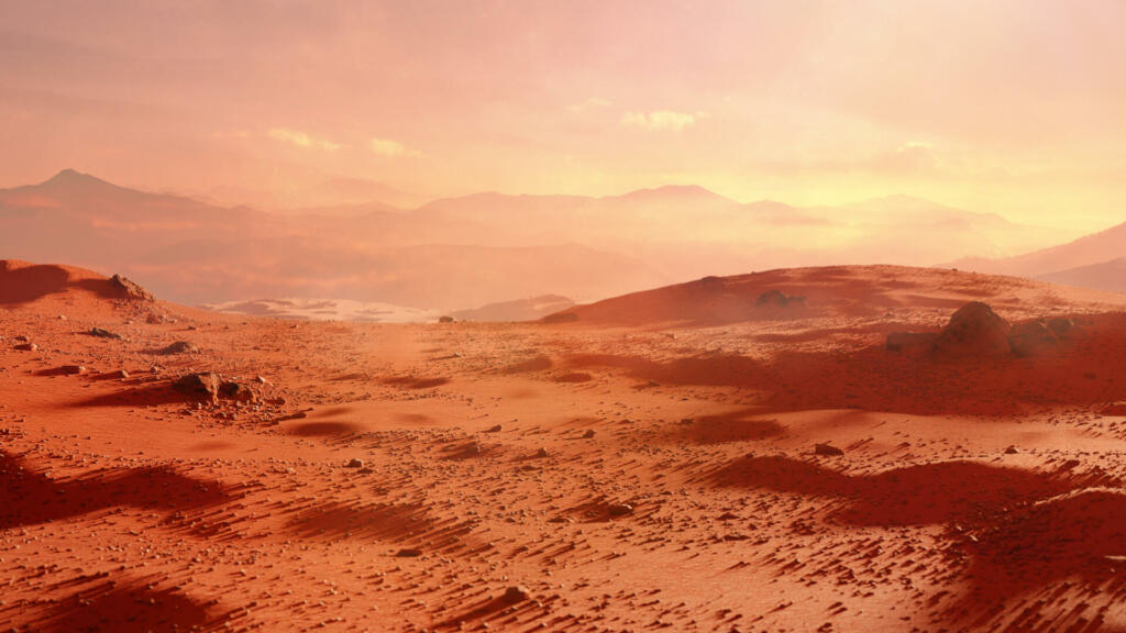 beautiful martian landscape, desert in outer space